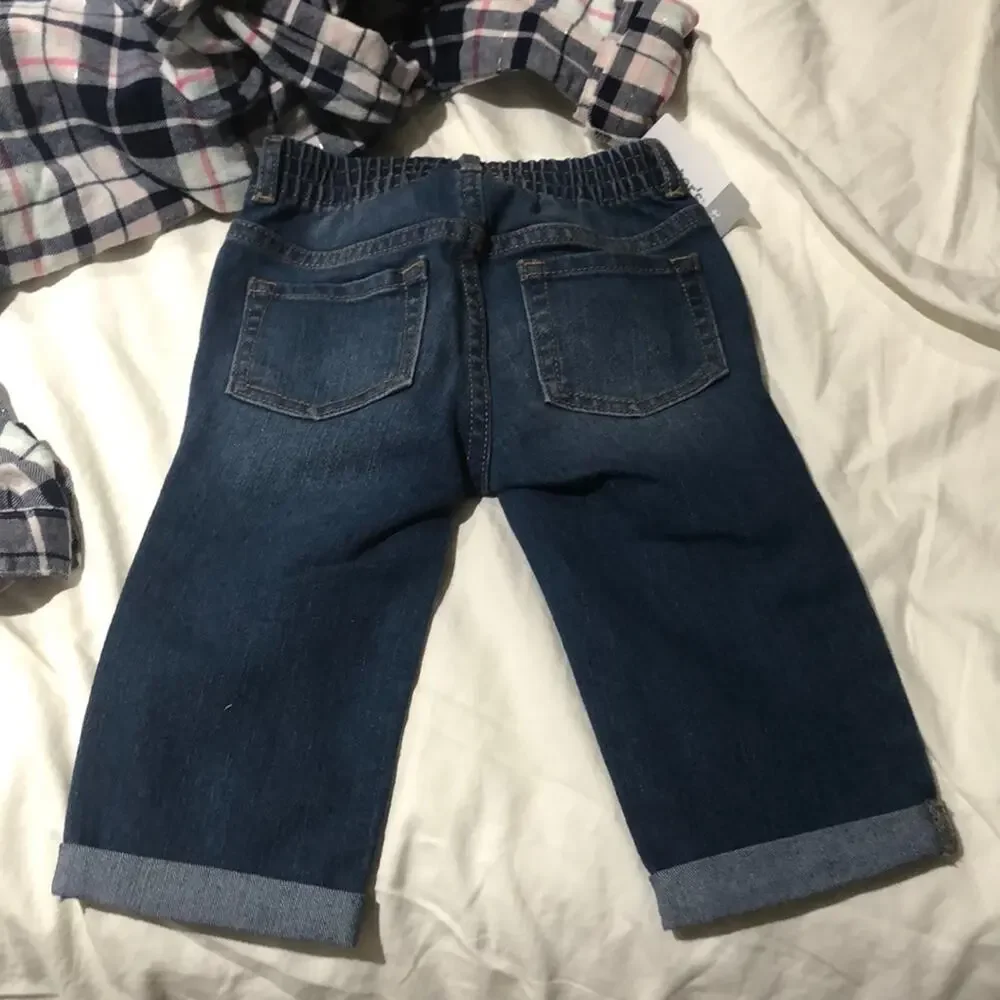 CArters flannel 3t shirt Capri crazy 8 jeans NWT